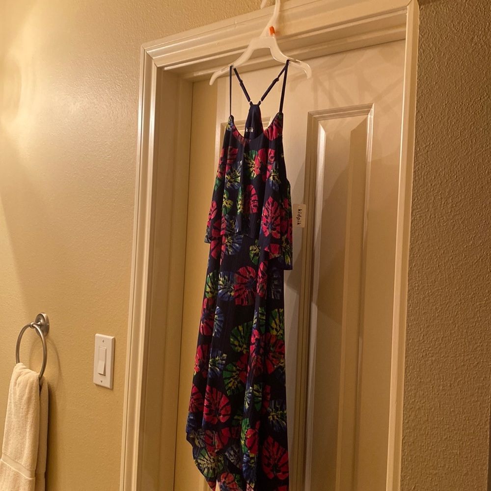 Girls navy lined sundress with T back, size 7/8, by Kidpik